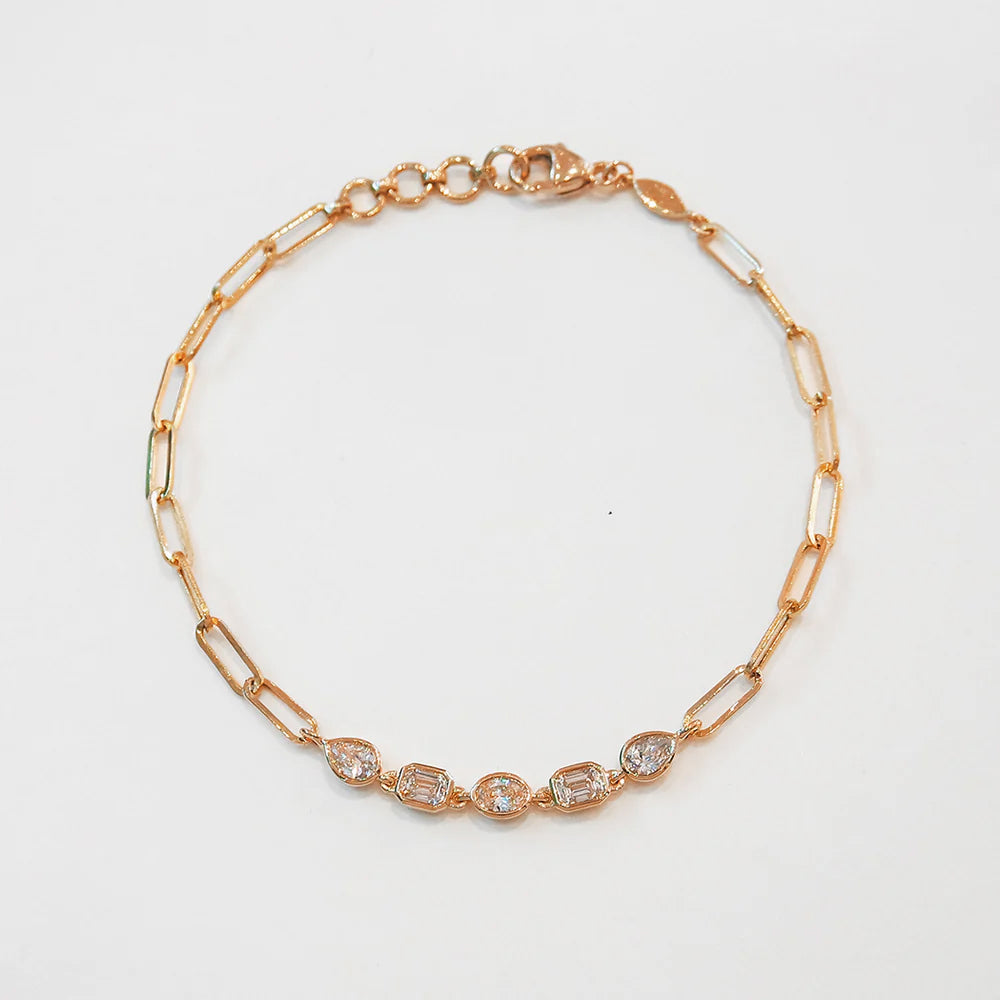 Bracelet Romy Paperclip Or & Diamants