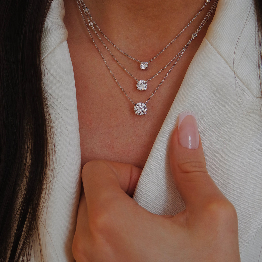 Collier Solitaire Rond - Or & Diamants