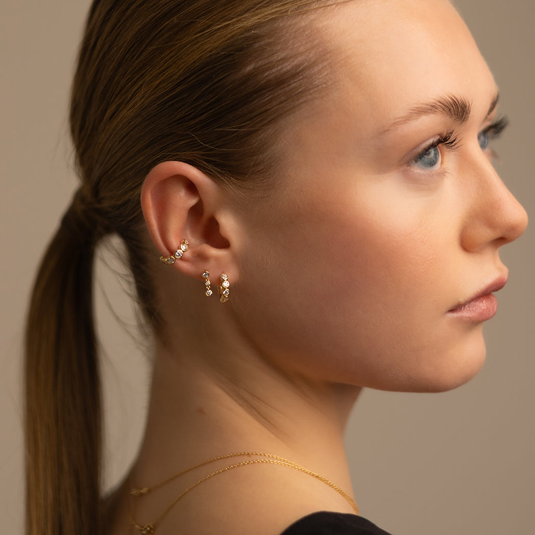 Ear Cuff Stone Gold & Diamonds - Large