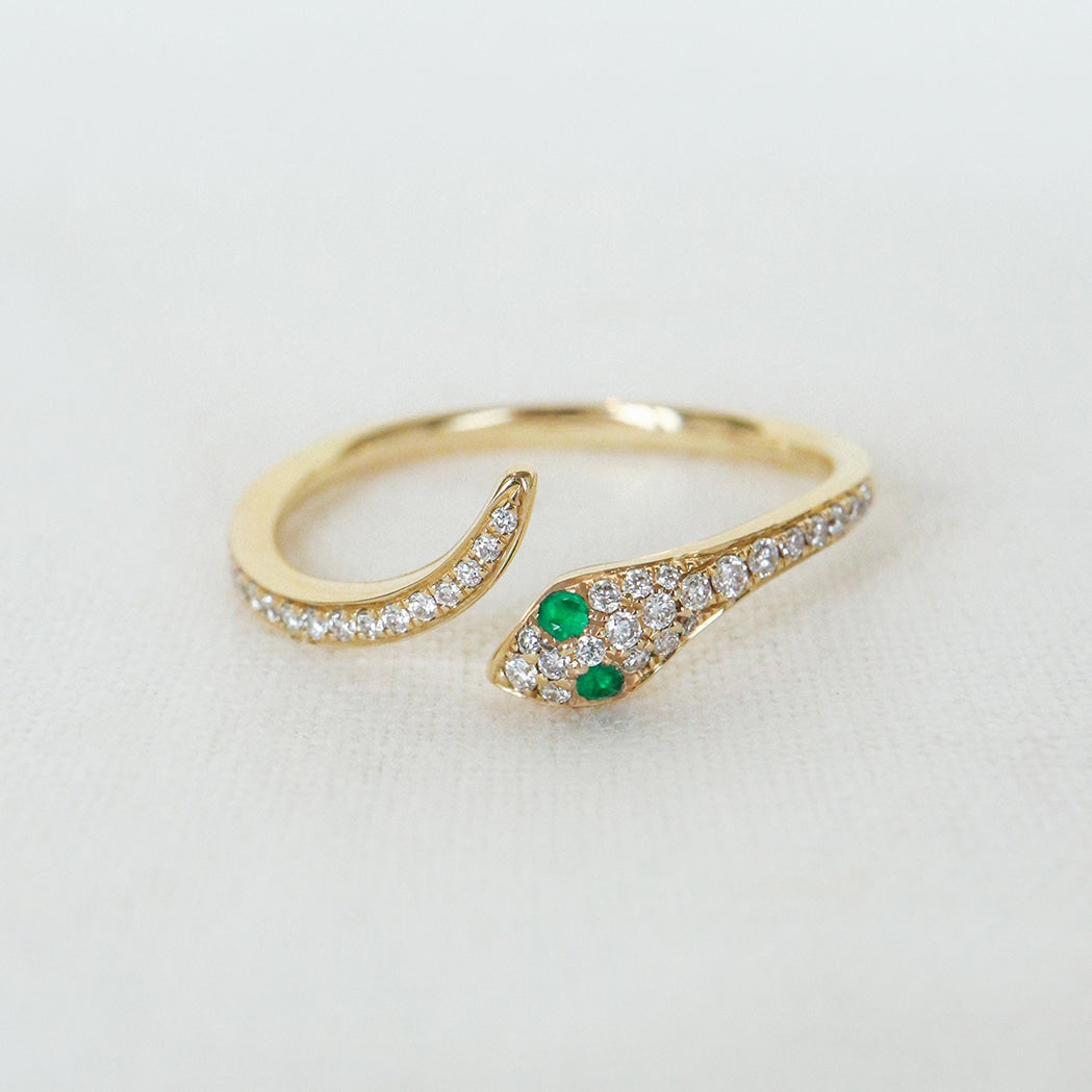 Gold, Diamanten & Smaragde Schlangenring