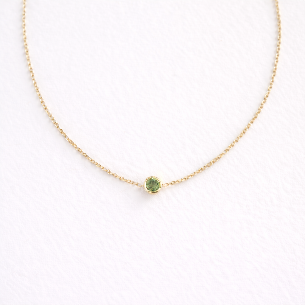Birthstone Solitaire Necklace - Gold & Birthstone