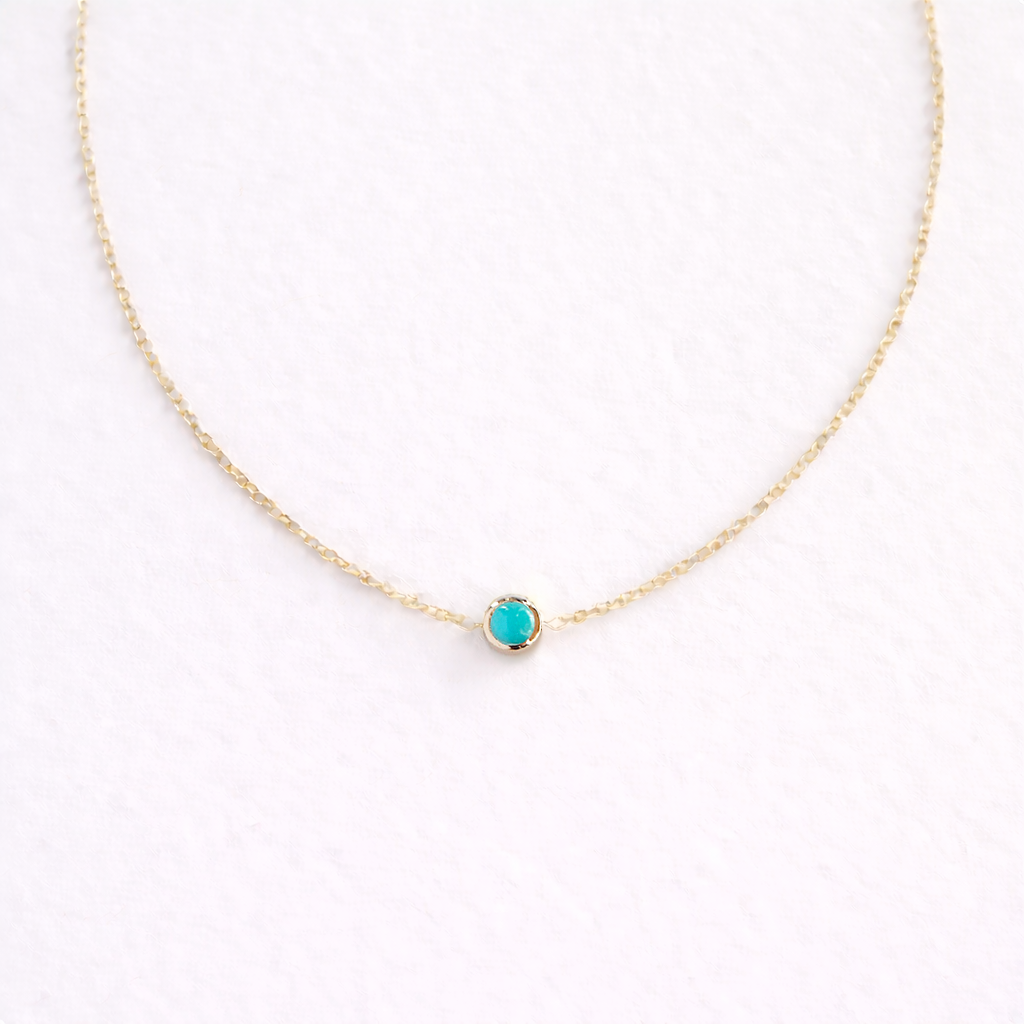Birthstone Solitaire Necklace - Gold & Birthstone