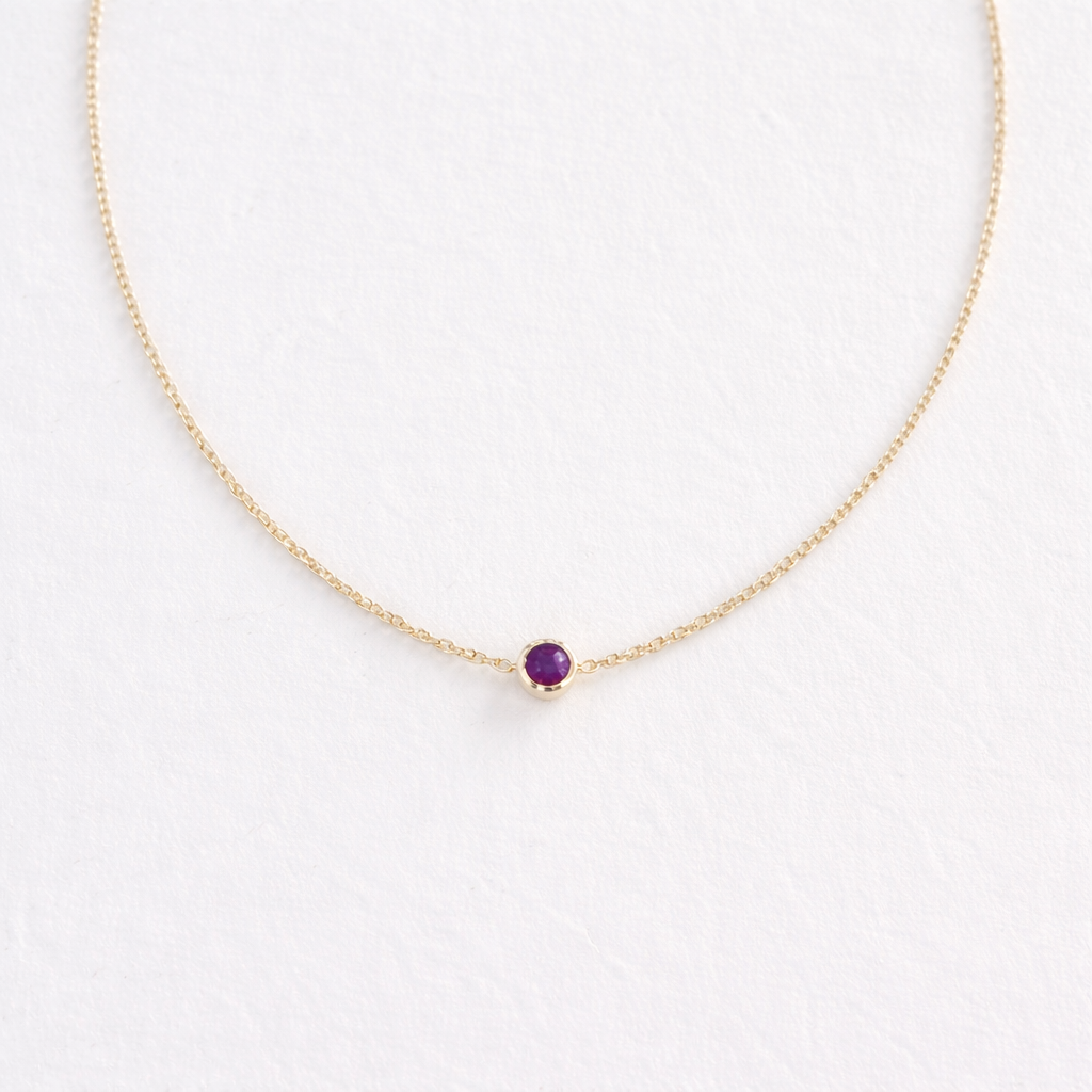 Birthstone Solitaire Necklace - Gold & Birthstone