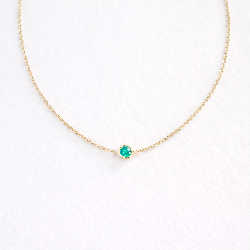 Birthstone Solitaire Necklace - Gold & Birthstone