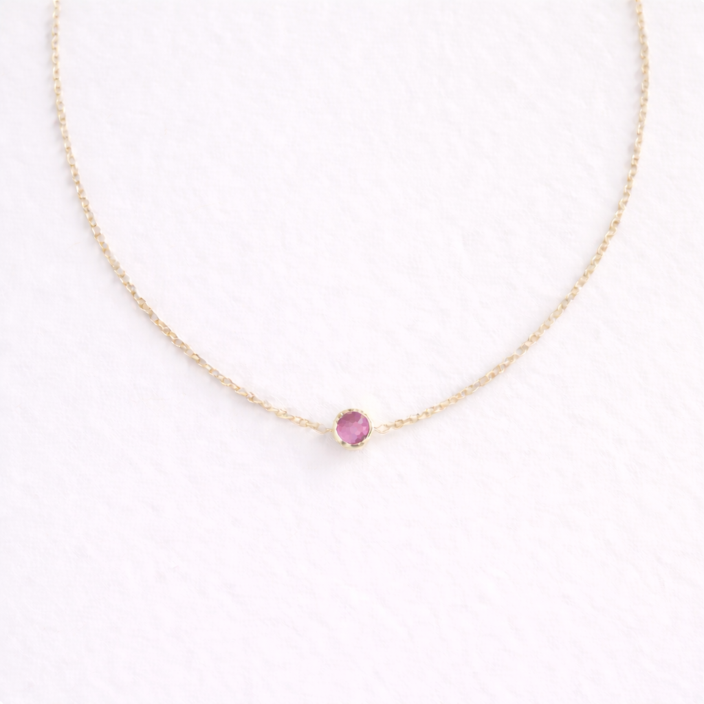 Birthstone Solitaire Necklace - Gold & Birthstone