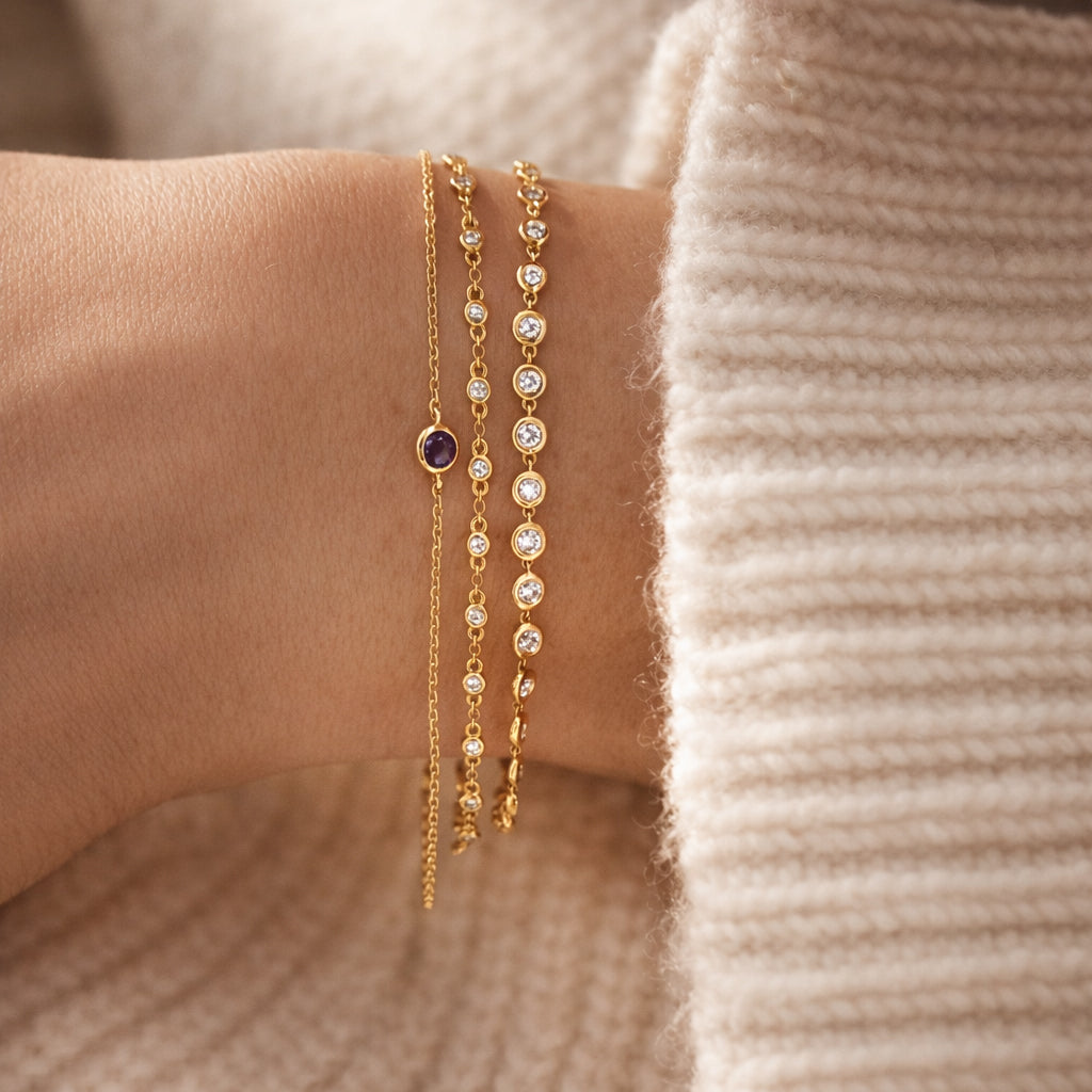 Bracelet Solitaire Birthstone - Or & Pierre de Naissance