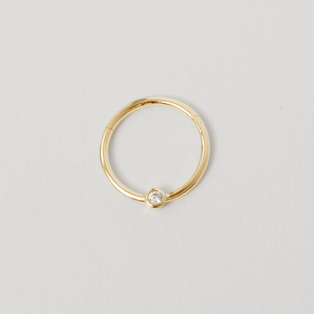 Solitaire Clicker Ohr-Piercing 6, 8, 10 oder 12 mm in Gold & Diamant