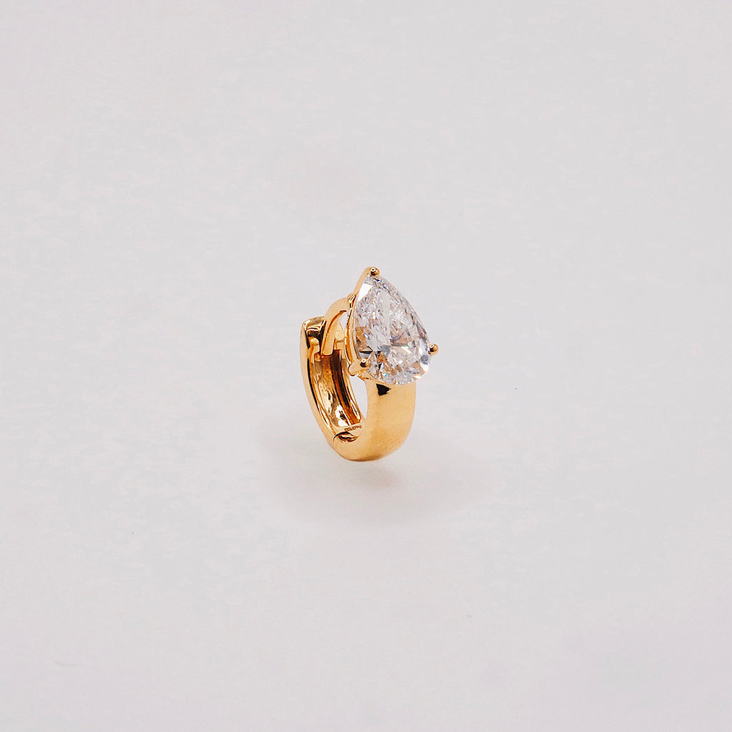 Spark Hoop Earrings - Gold & Diamonds - Pear