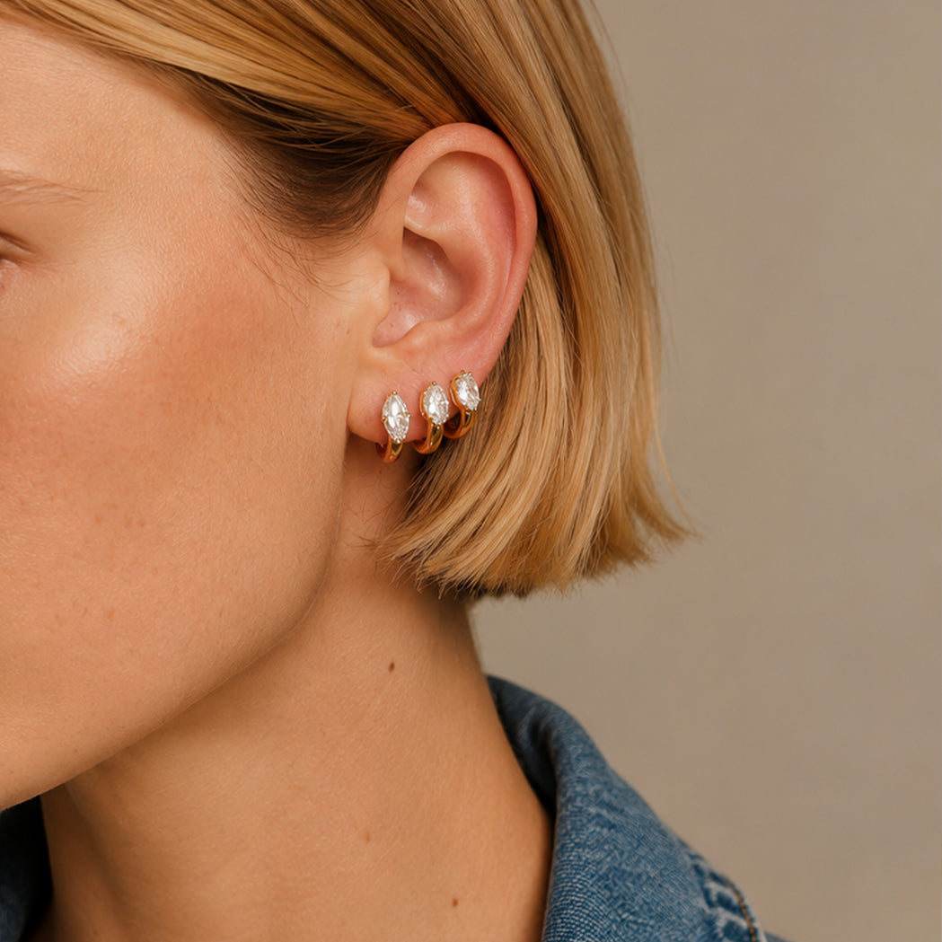 Boucles d'Oreille Créoles Spark - Or & Diamants - Marquise