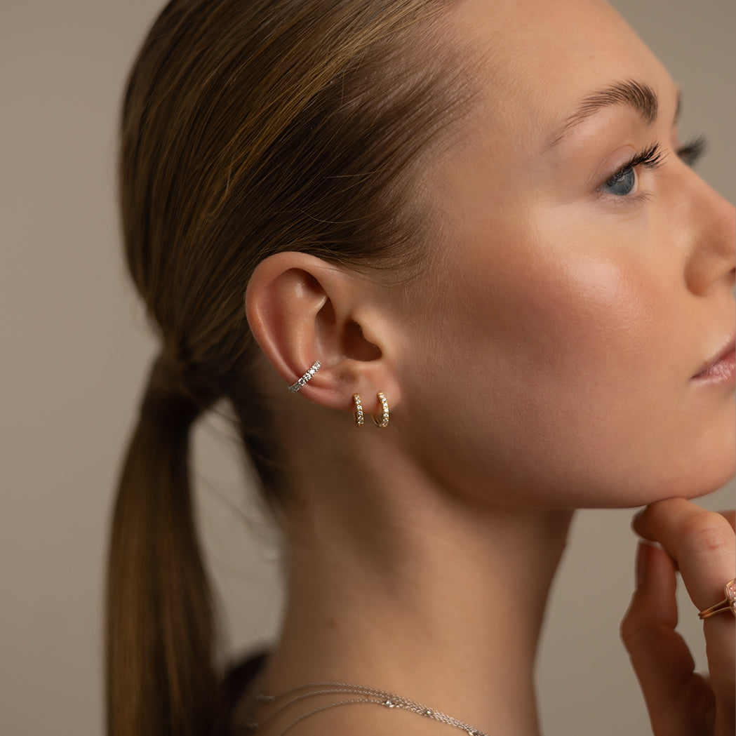 Ear Cuff Square Gold & Diamonds - Medium