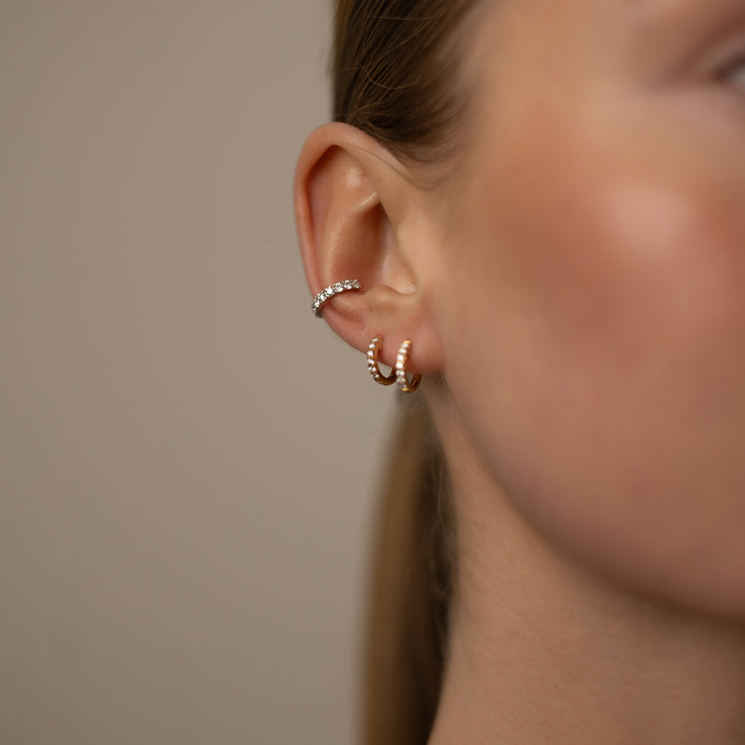 Ear Cuff Square Gold & Diamonds - Medium