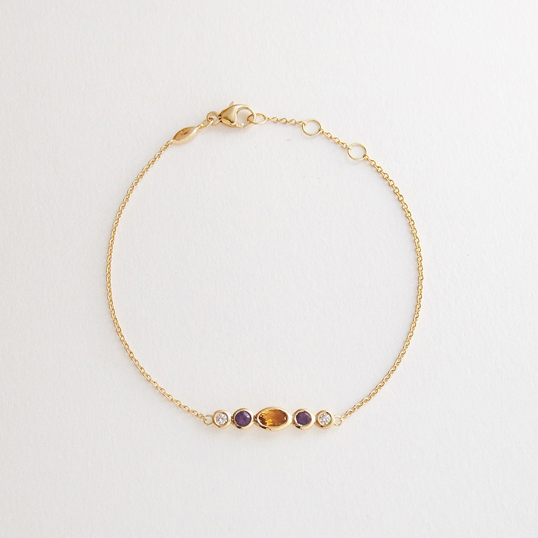 Sunset Bracelet - Gold, Citrine, Amethyst and Diamond