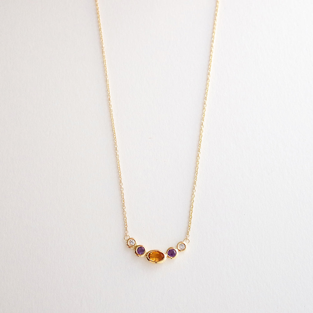 Sunset Necklace - Gold, Citrine, Amethyst and Diamond