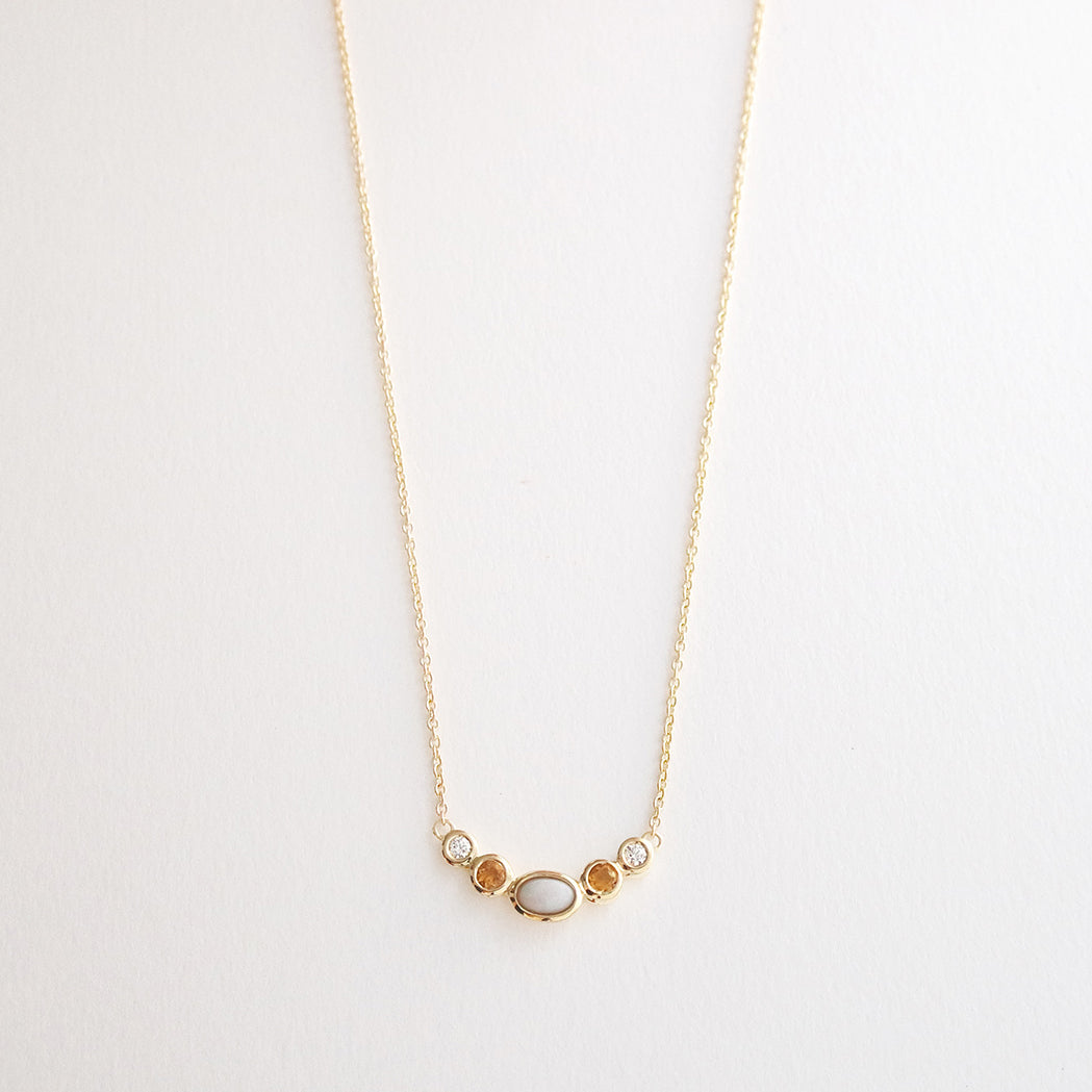 Sunset Halskette - Gold, Opal, Citrin und Diamant