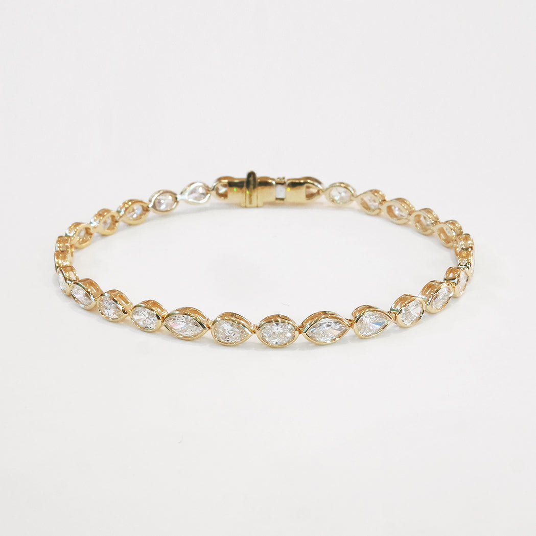 Marquise Gold & Diamond Tennis Bracelet