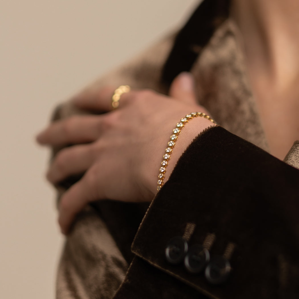 Tennis Round Gold & Diamonds Bracelet