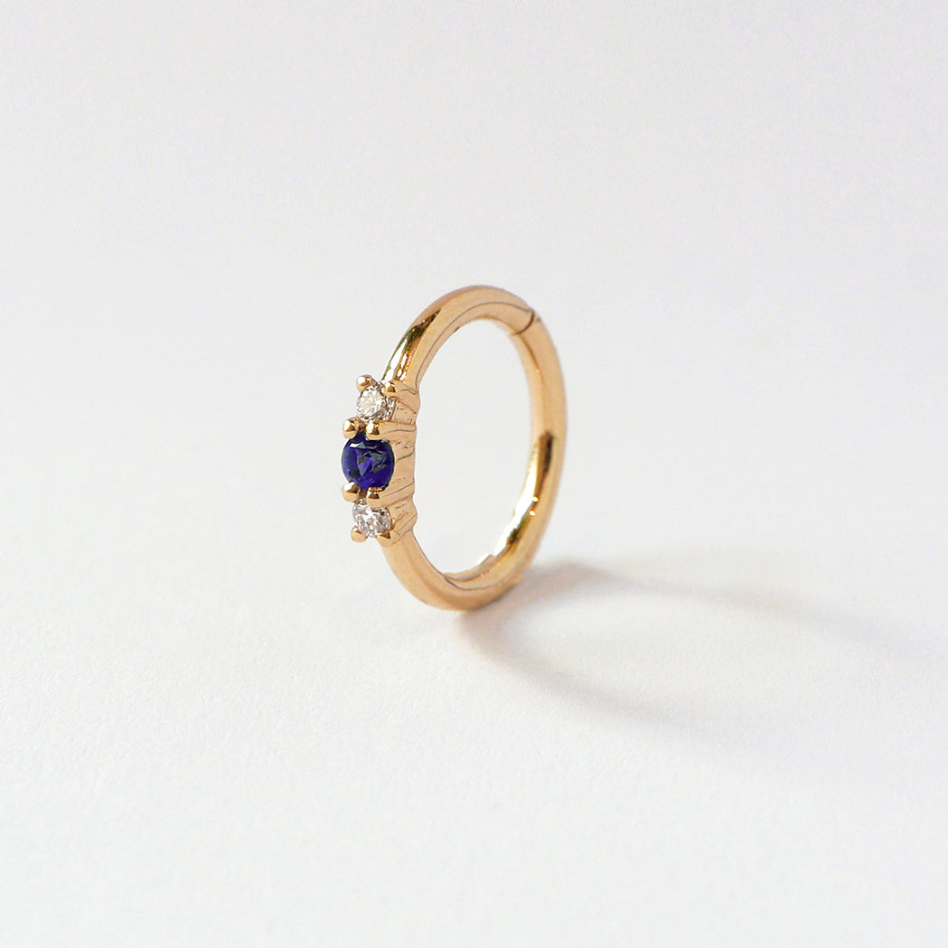 Gold, Diamond & Sapphire Thalie Piercing Ring