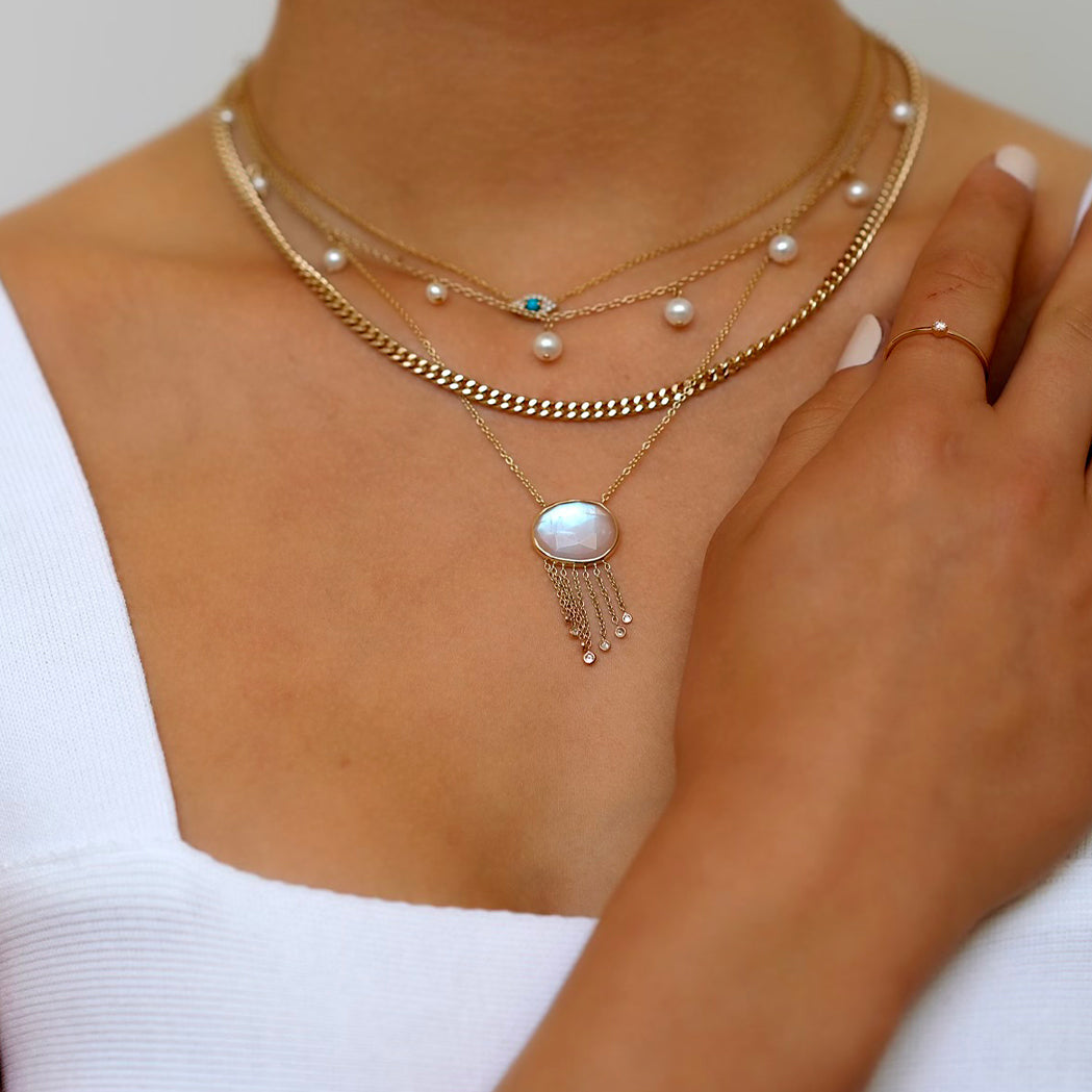 Moonstone_Drops_Necklace_YG_Worn
